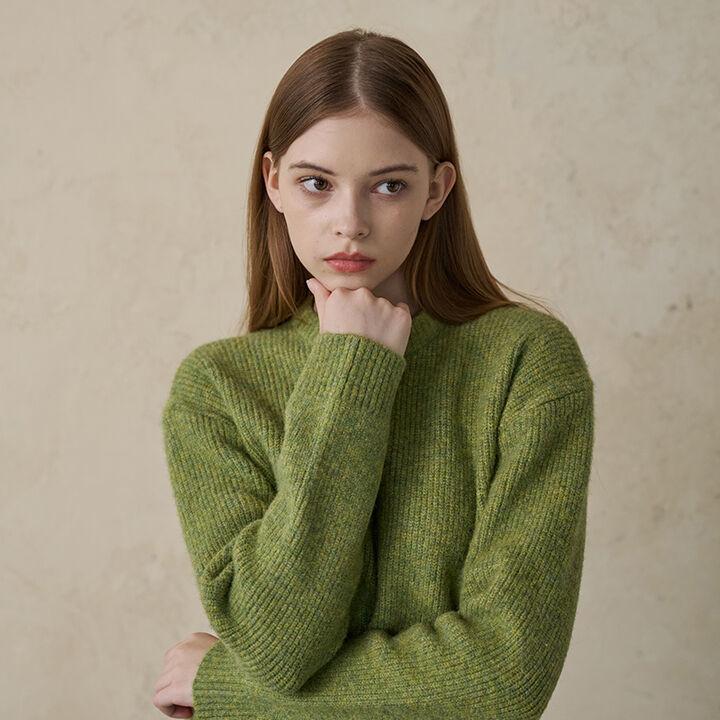 울 블랜디드 리브 니트_그린