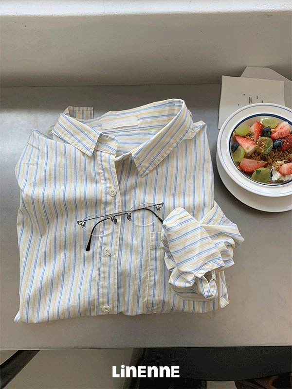 limóne stripe over shirt (lemon/blue stripe)
