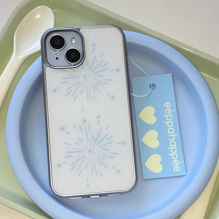아이폰17/맥세이프타입추가)skyblue sparkly 실버범퍼 글래스/맥세이프/에폭시 케이스