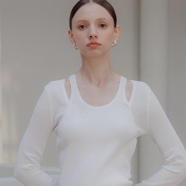 Mesh layered knit top (2color)