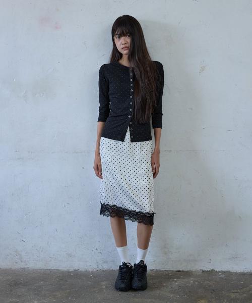 도트 립 저지 가디건_블랙