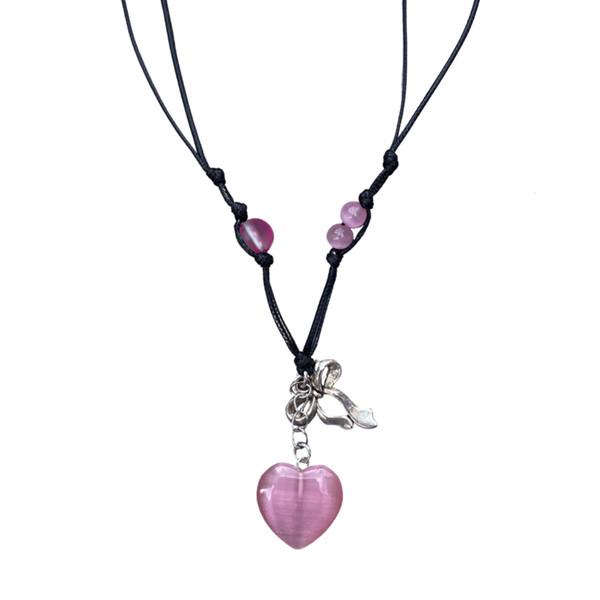 [PINCUNOMARU 핀쿠노마루] Ribbon Drop Necklace Cat Pink