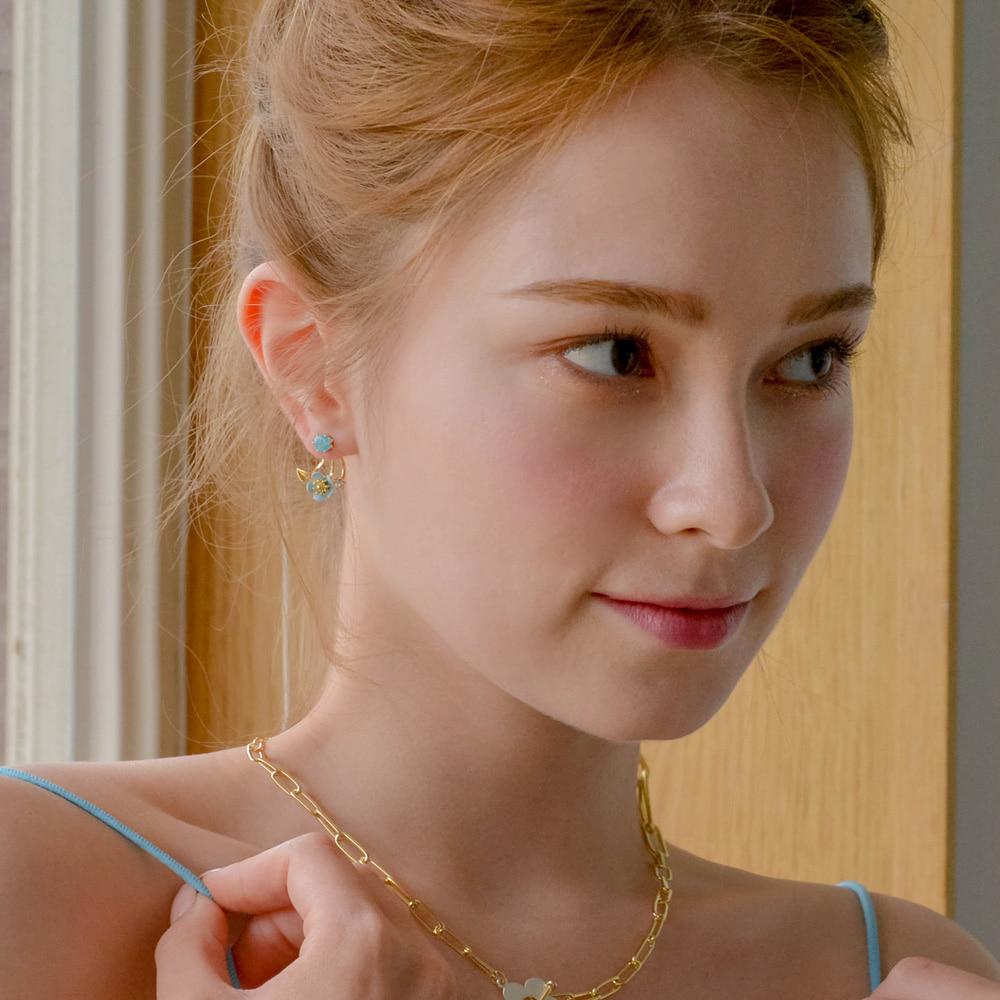 쁘띠 자스민 프론트백 큐빅 꽃귀걸이