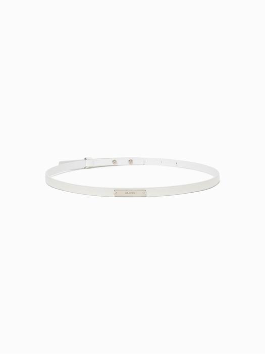 Grace Slim Leather Belt (Ivory/Cream/Black)