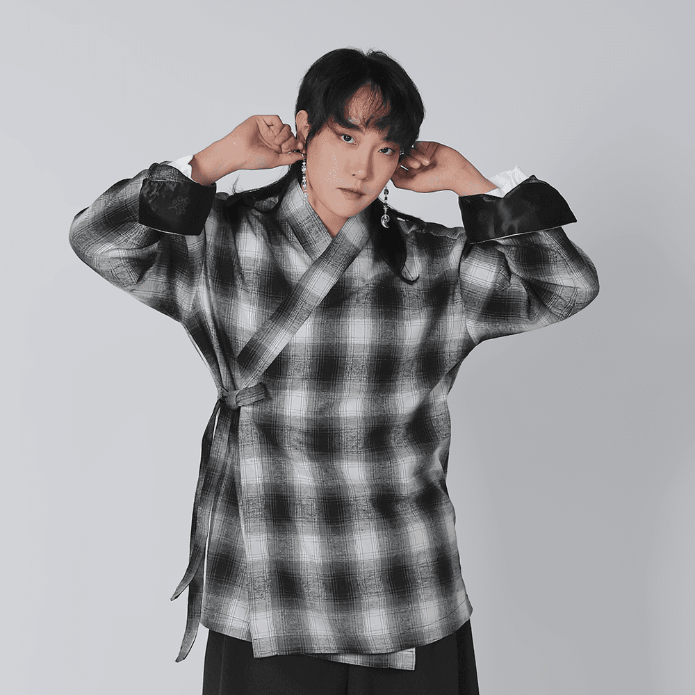 남녀공용 체크 롤업 저고리