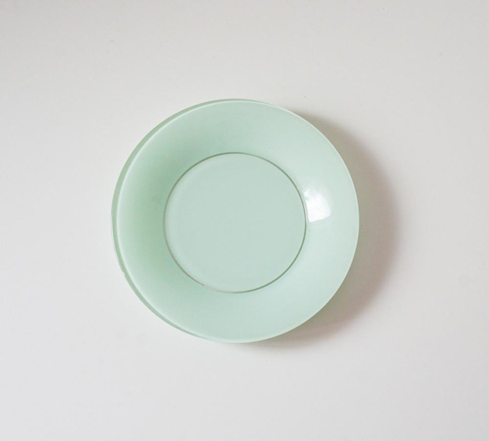 [vintage] 비급 듀라렉스 민트빛 글라스 디저트 접시 (b-grade duralex mint dessert plate)