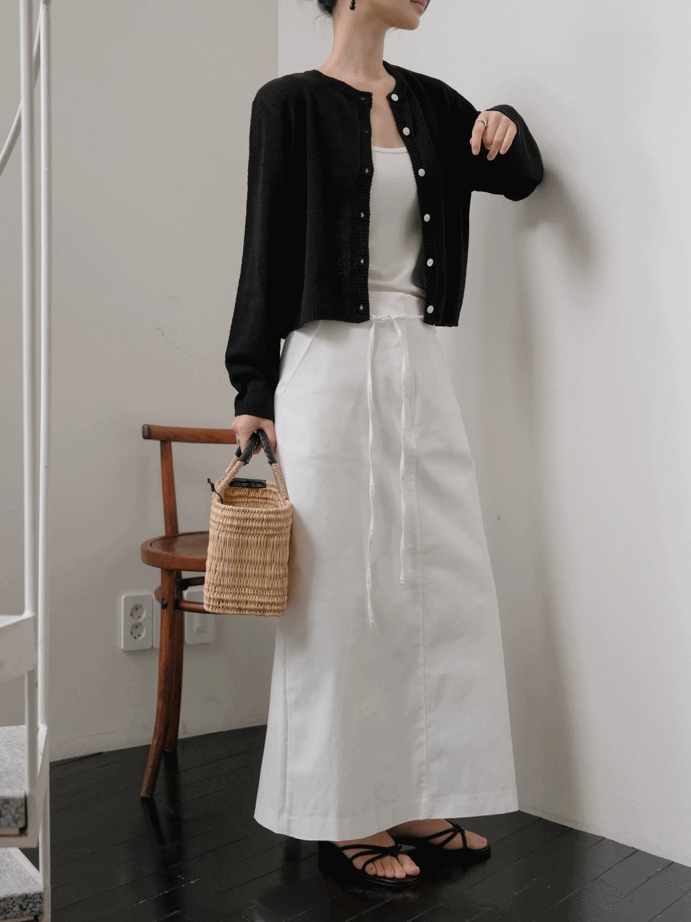 미렌 스트링 H라인 롱 스커트_Mirene skirt
