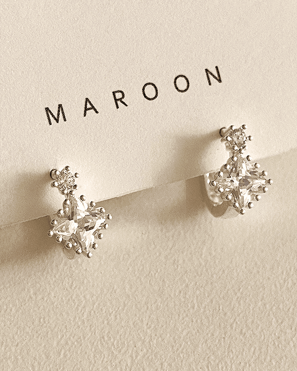 [무배] 실버925 미니 더블 다이아 큐빅 원터치 링 귀걸이