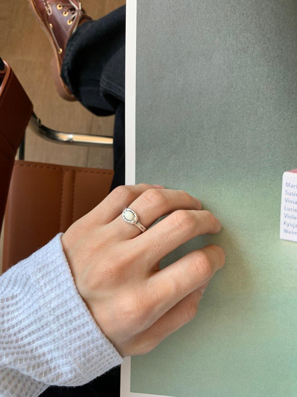 Ia white turkey pt silver ring