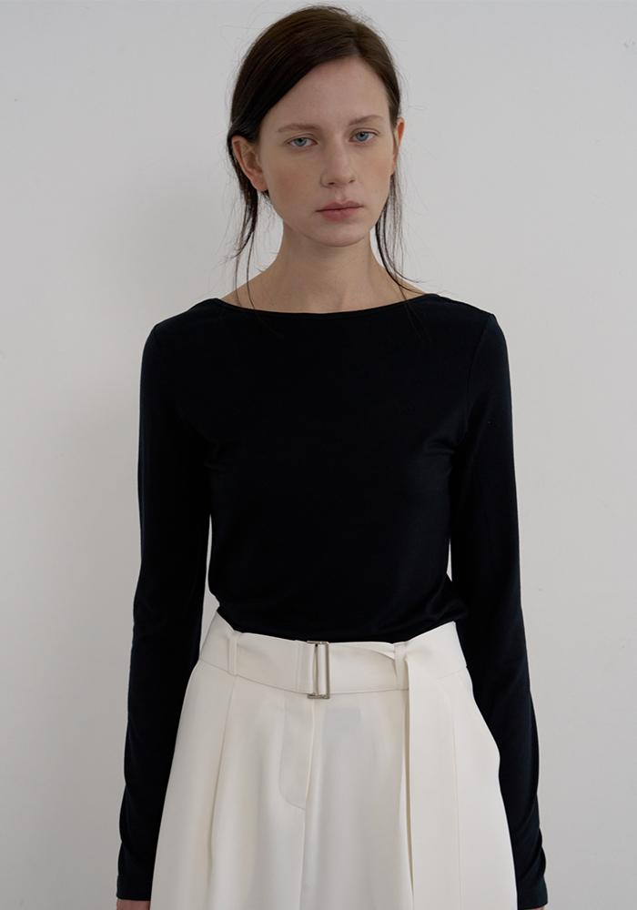 SCOOP NECK SHEER T-SHIRTS_BLACK