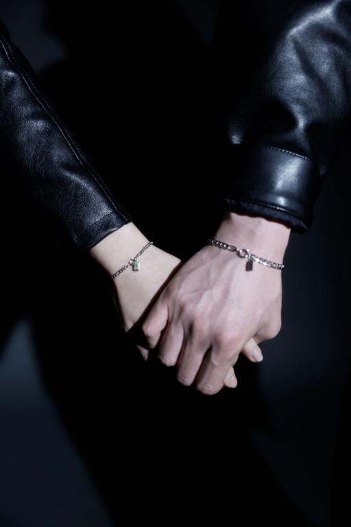 각인가능 올써지컬 빗금체인 커플 팔찌