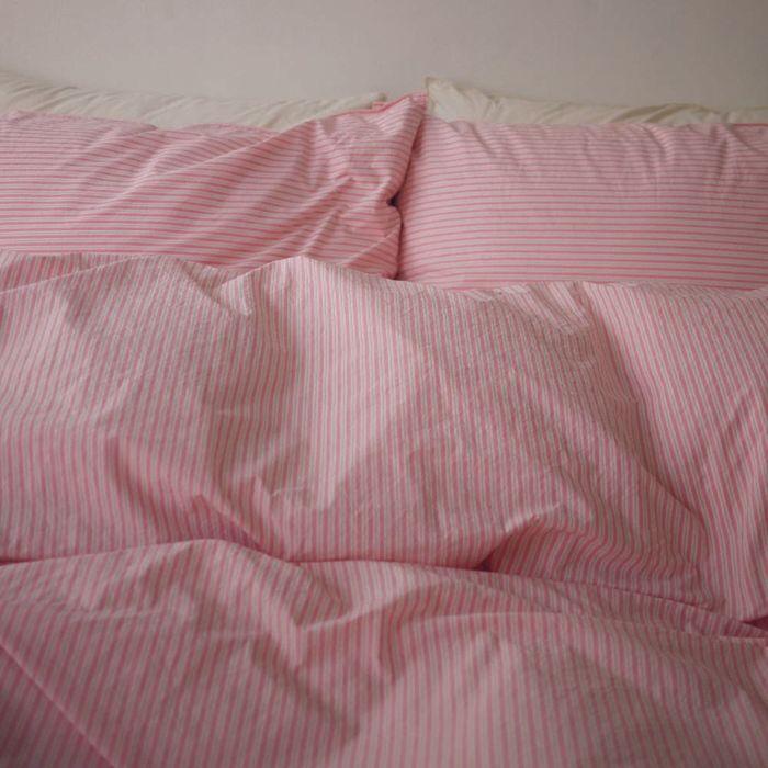 Soft, washed cotton bedding 60수 Stripe / pink