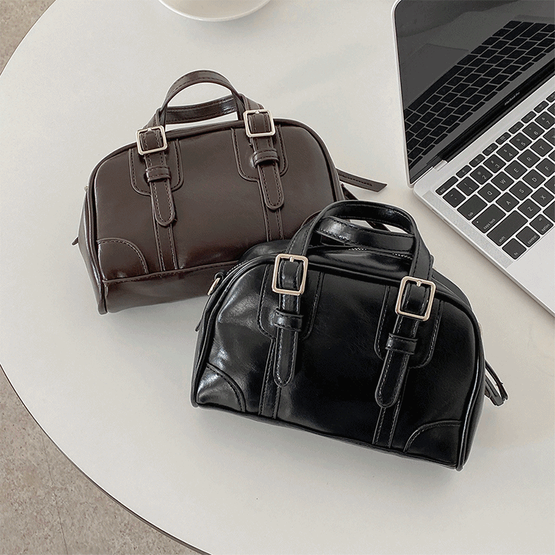 [신상5%] 벤시 빈티지 보스턴 버클 토트 크로스백(2color)