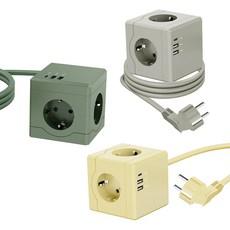 큐브 디자인 멀티탭 4000W 고용량 USB C타입 3구 1.8m 전선형  옐로우, 1개