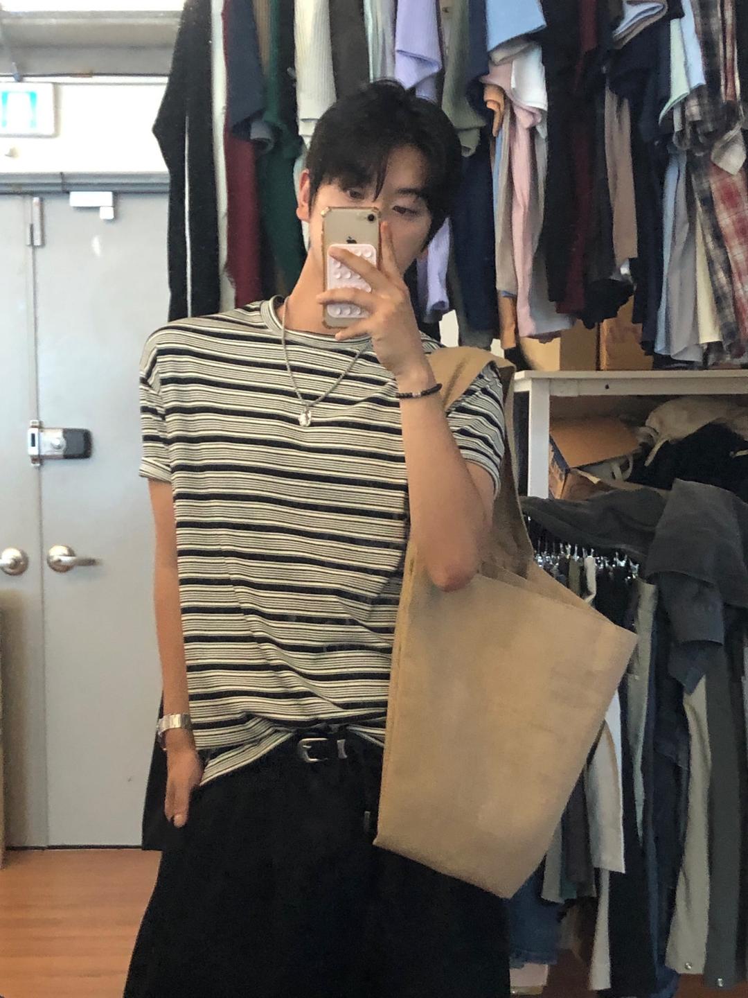 Muscle stripe short sleeve (4color)