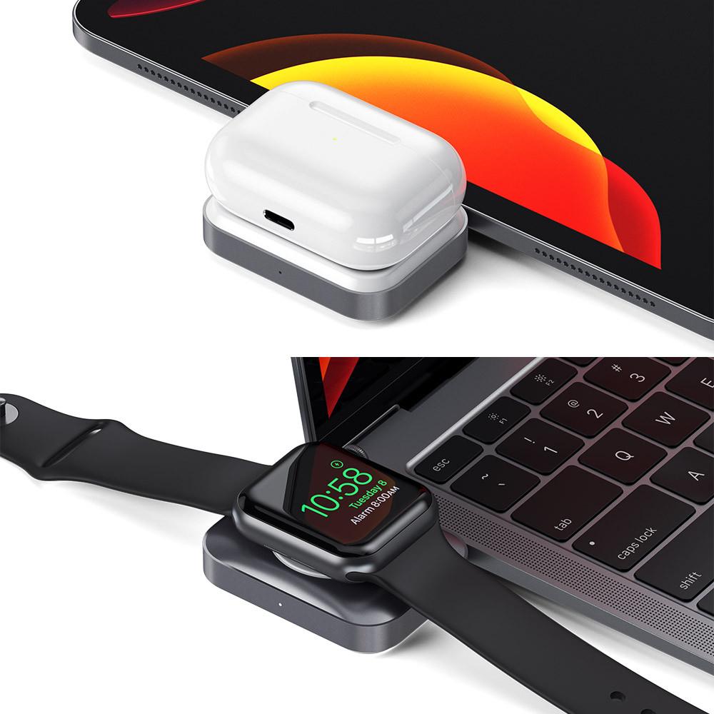 사테치 2in1 무선충전기 애플워치 에어팟 휴대용충전기 애플정식인증