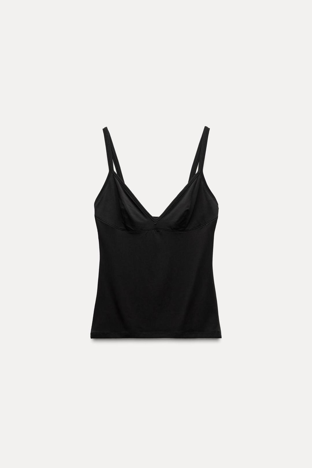 스페인샵 자라 스티치 베스트 탑 3253/816 BLACK