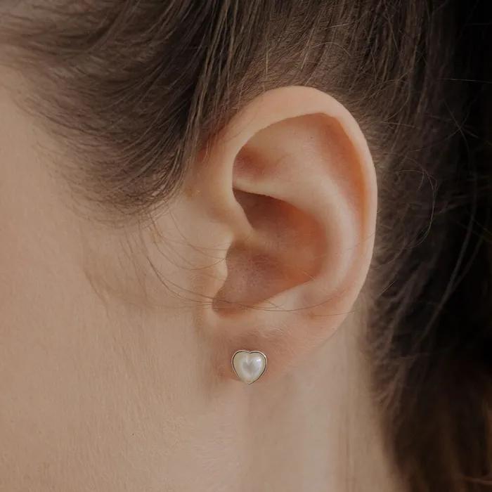 [Silver925] HTY016 Lovely heart pearl earrings