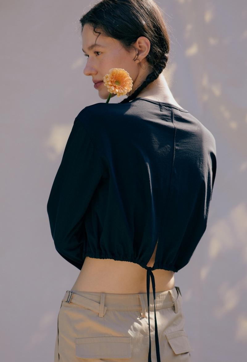 [OUT OF STOCK] CROP JERSEY SLIT CARDIGAN BLACK