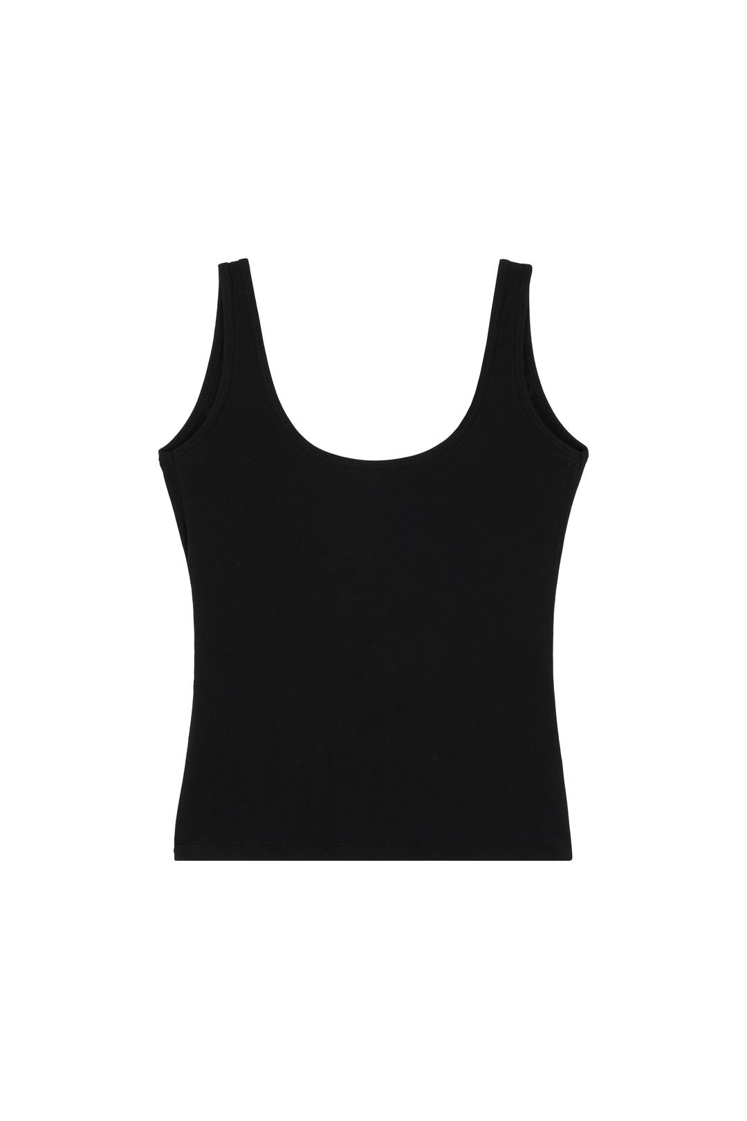 BACK SLIT SLEEVELESS T-SHIRTS (BLACK)