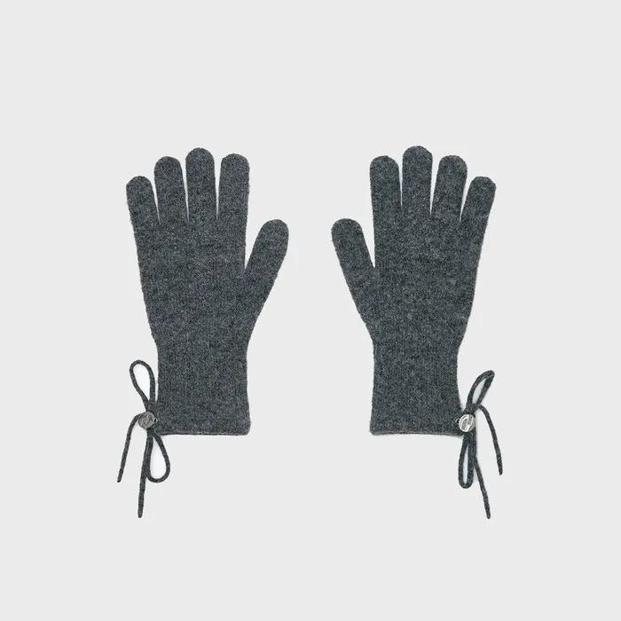 RIBBON FINGER HOLE GLOVES IN CHARCOAL