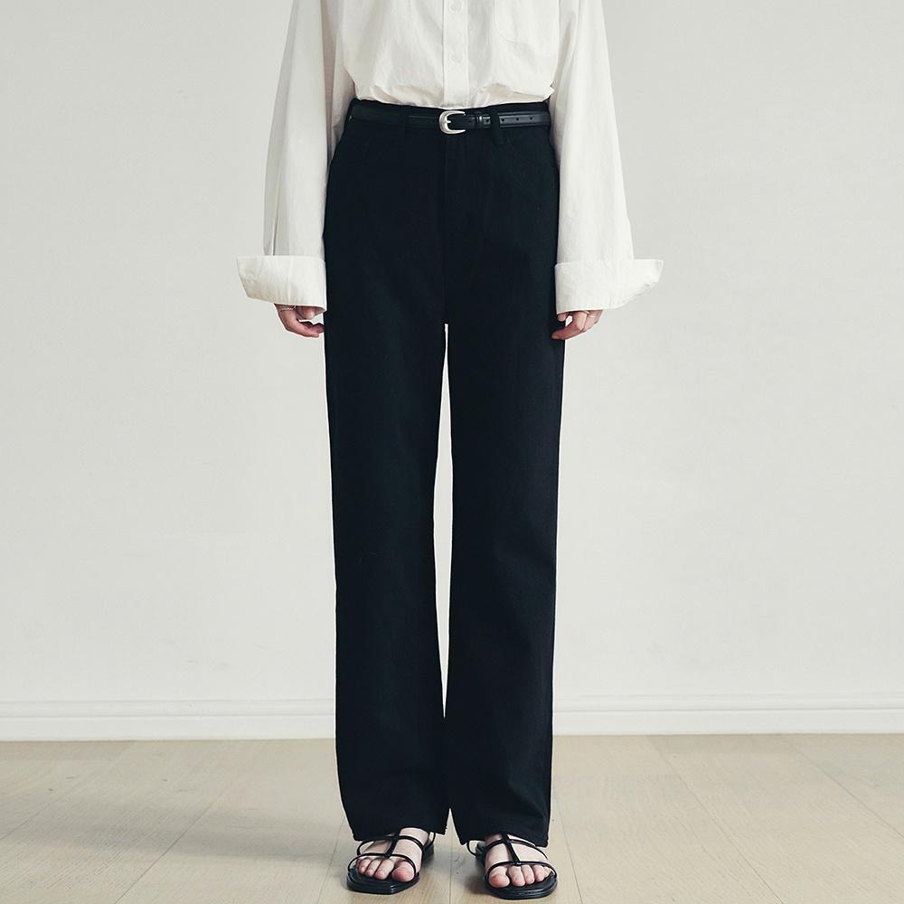 스탠다드 코튼 와이드 데님 팬츠 - 블랙