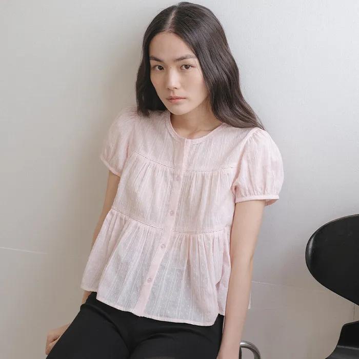 Shirring blouse [TISU05BL02]_Pink