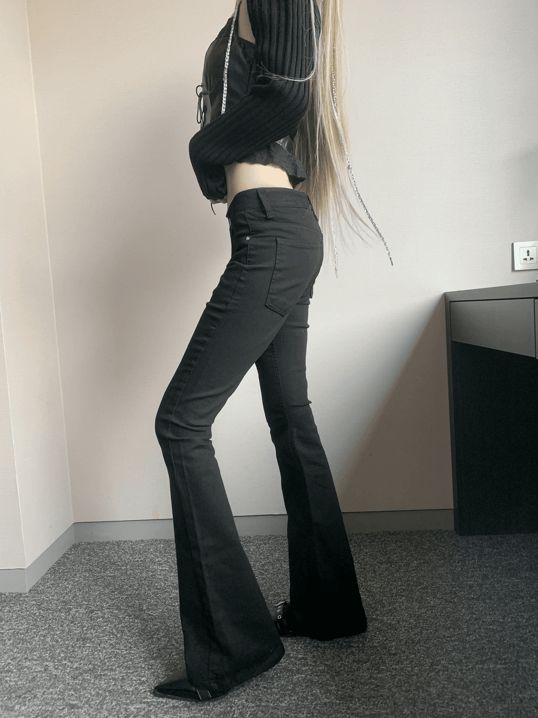 Lelena Slim Black Bootcut Pants