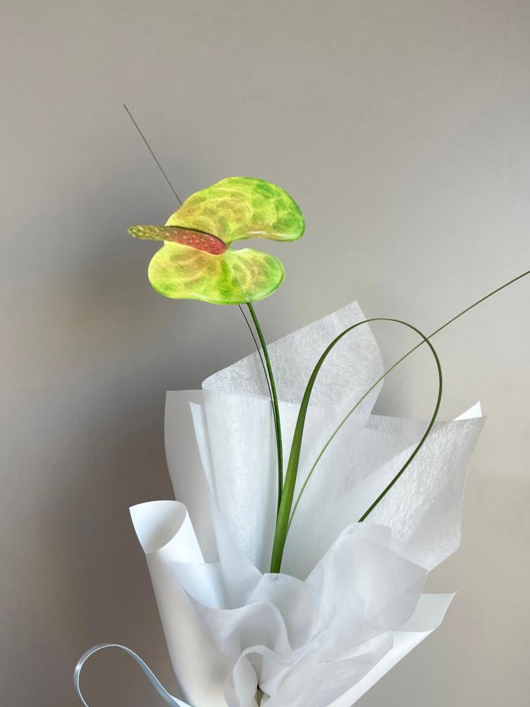 구불구불 꽃다발 / 한 두송이 꽃다발 / 페이퍼 플라워 / 일러스트 / 꽃그림 / 인테리어 소품