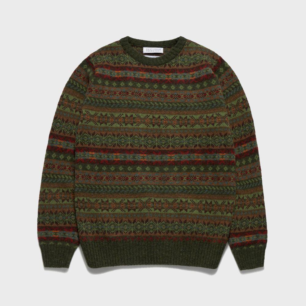 ALL OVER FAIRISLE CREW SWEATER / PINESHADOW