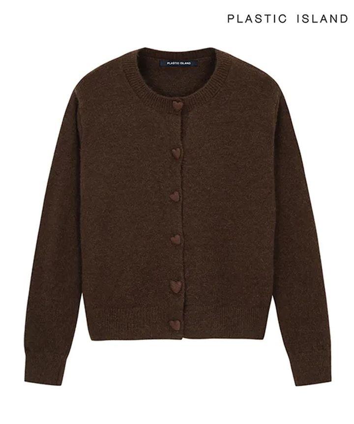 [시즌오프] 하트 버튼 포인트 라운드 니트 가디건(PQTKG065)