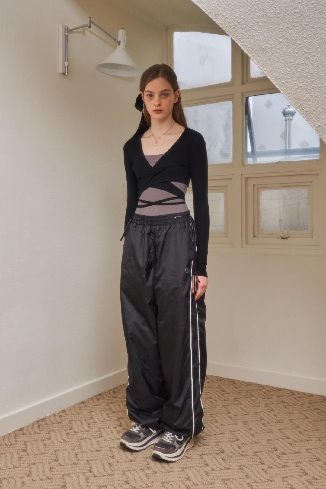 Strappy Wrap Cardigan(Black)