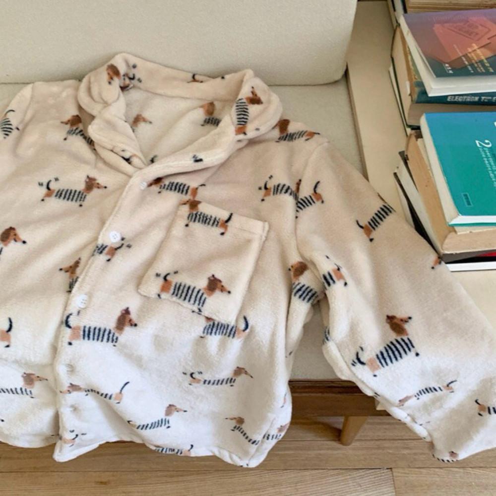 [극세사] 커플 수면잠옷 세트 귀여운 강아지 잠옷 모카 파자마 홈웨어 (2type, 2size)