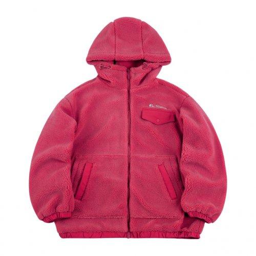 여성 브랜드 네이밍 후드 후리스 점퍼 핑크 BLDJP961FPK