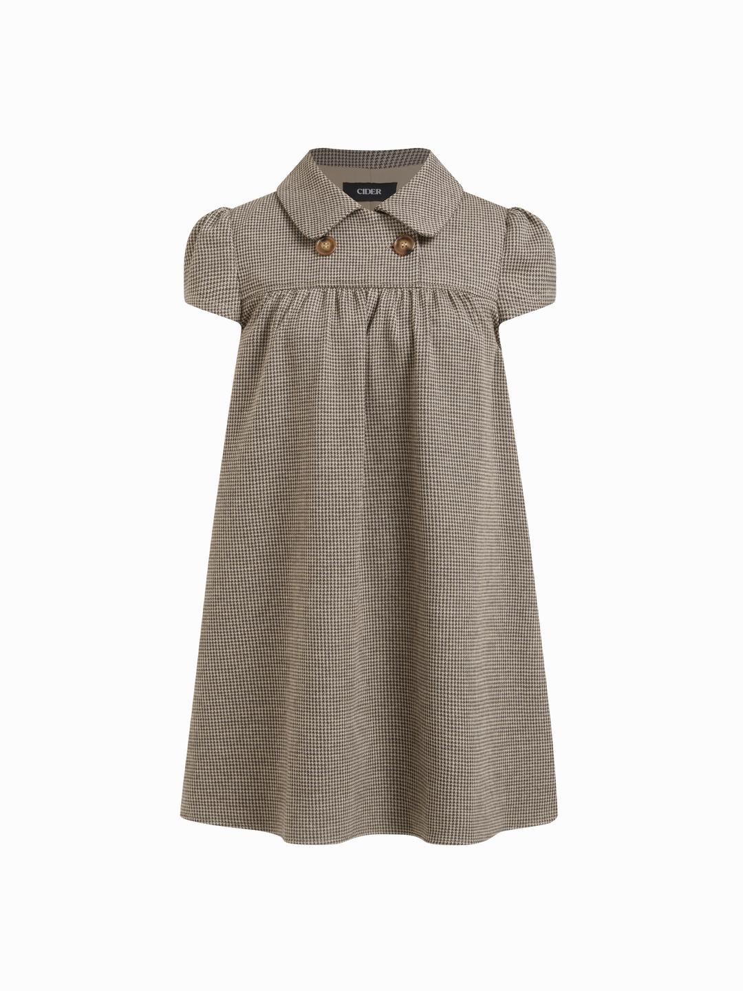 Peter Pan Collar Houndstooth Button Mini Dress