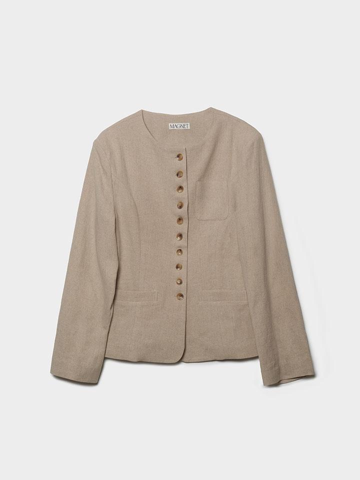 Linen Button Jacket (Ivory)