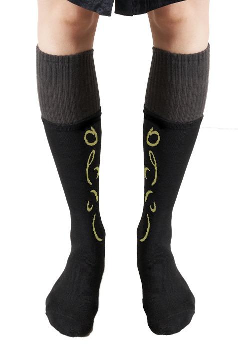 Layered Motif Ribbed Socks, Blackout
