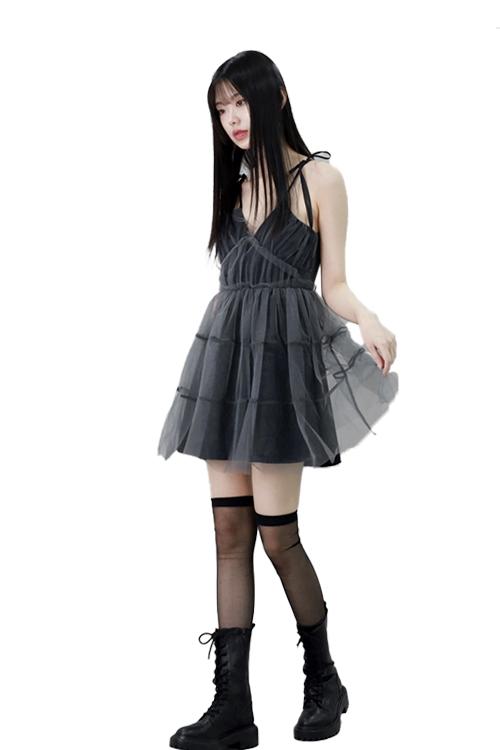 카므 그레이 쉬폰 원피스