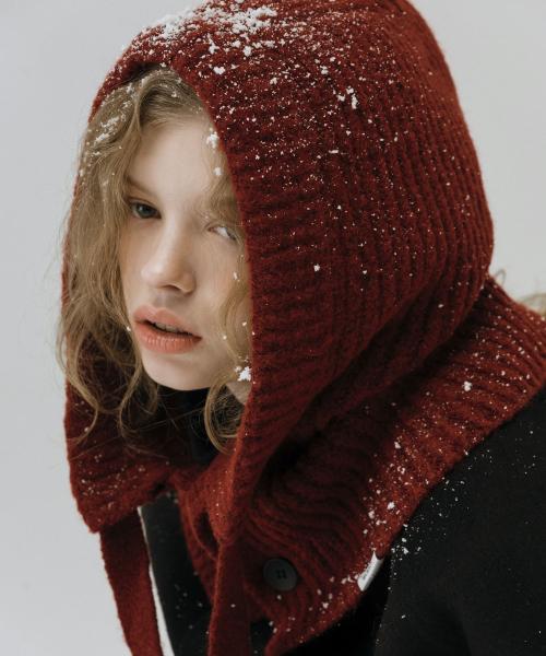 [WOOL] 니트 후디 울 바라클라바_RED