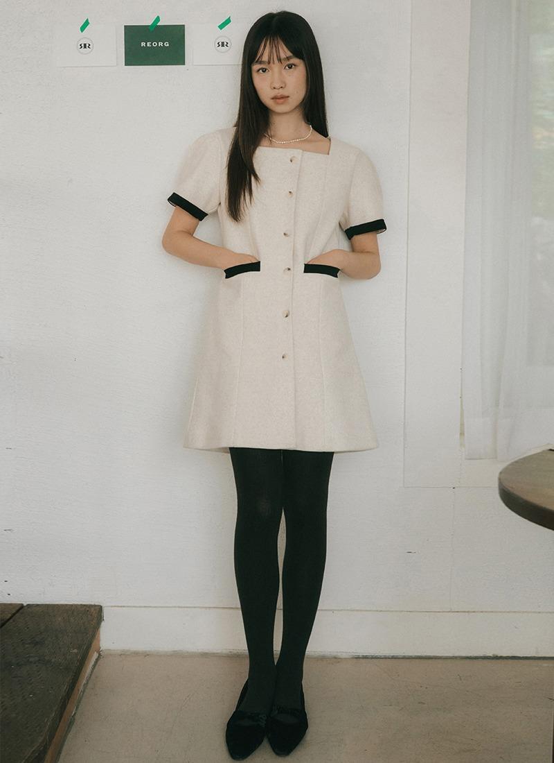 OSON SQUARE NECK PUFF-SLEEVE OPS OATMEAL