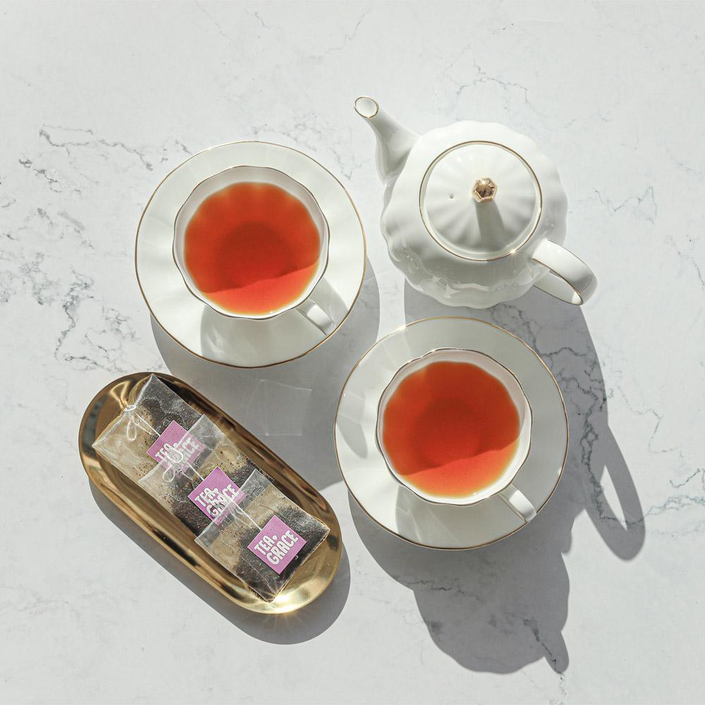 "집들이/결혼/홈카페선물" TeaLogic 펌킨 본차이나 골드림 티세트 (포트/티컵2P)