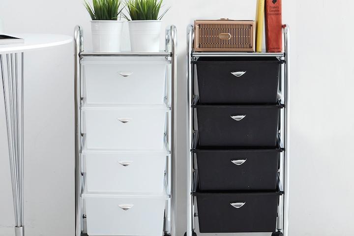 [리퍼]미드센츄리 모던 크롬 이동식 싱글 4단 서랍 트롤리 2colors