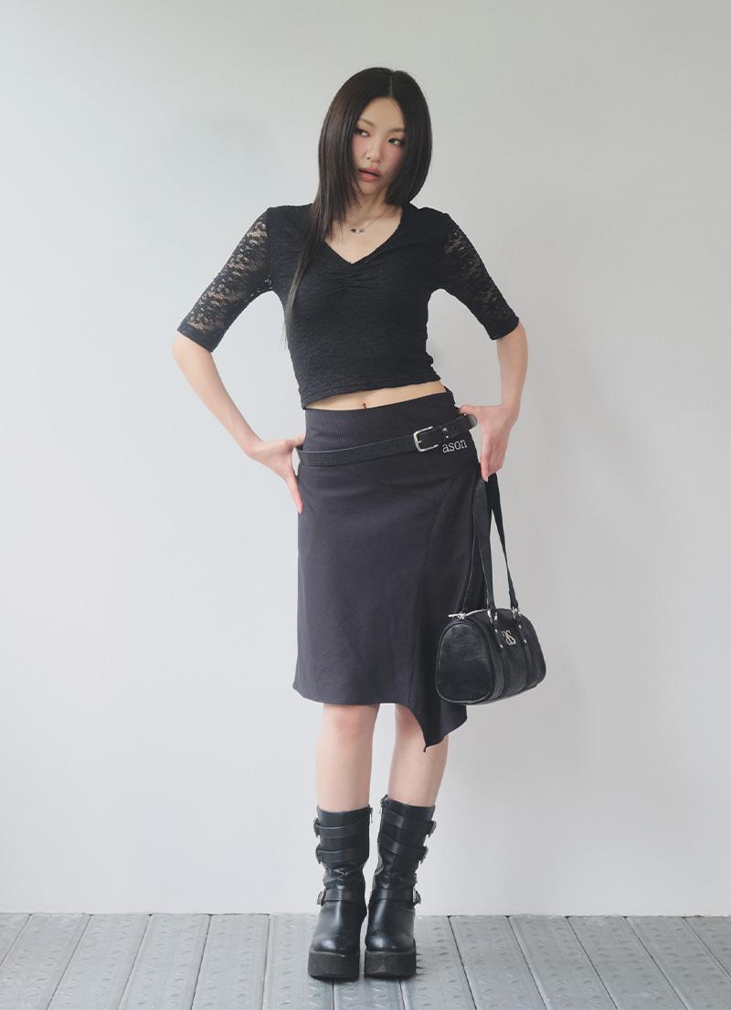 PREPPY UNBALANCE SKIRT / BLACK