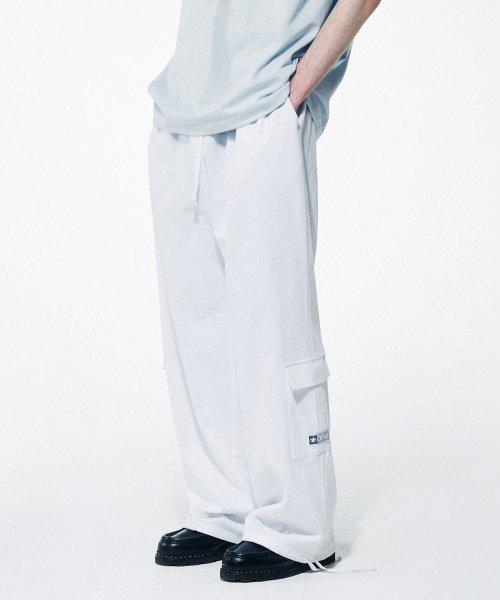 Linen Cargo Jogger Pants White