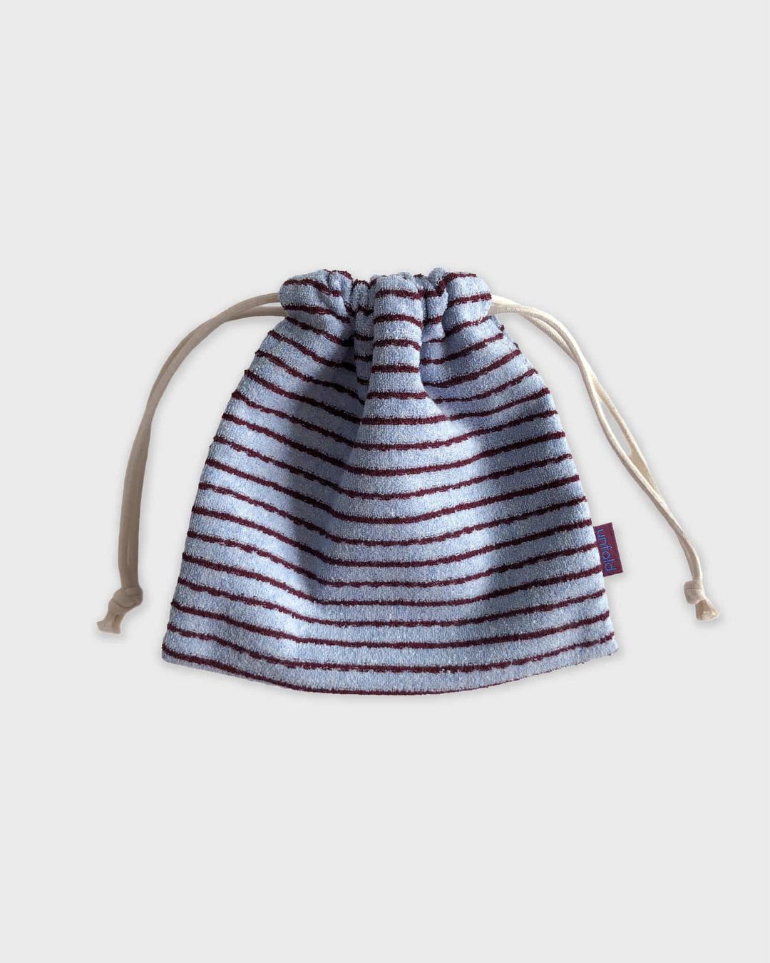 [L - 12/10 예약배송] Terry string pouch (blue-burgundy)