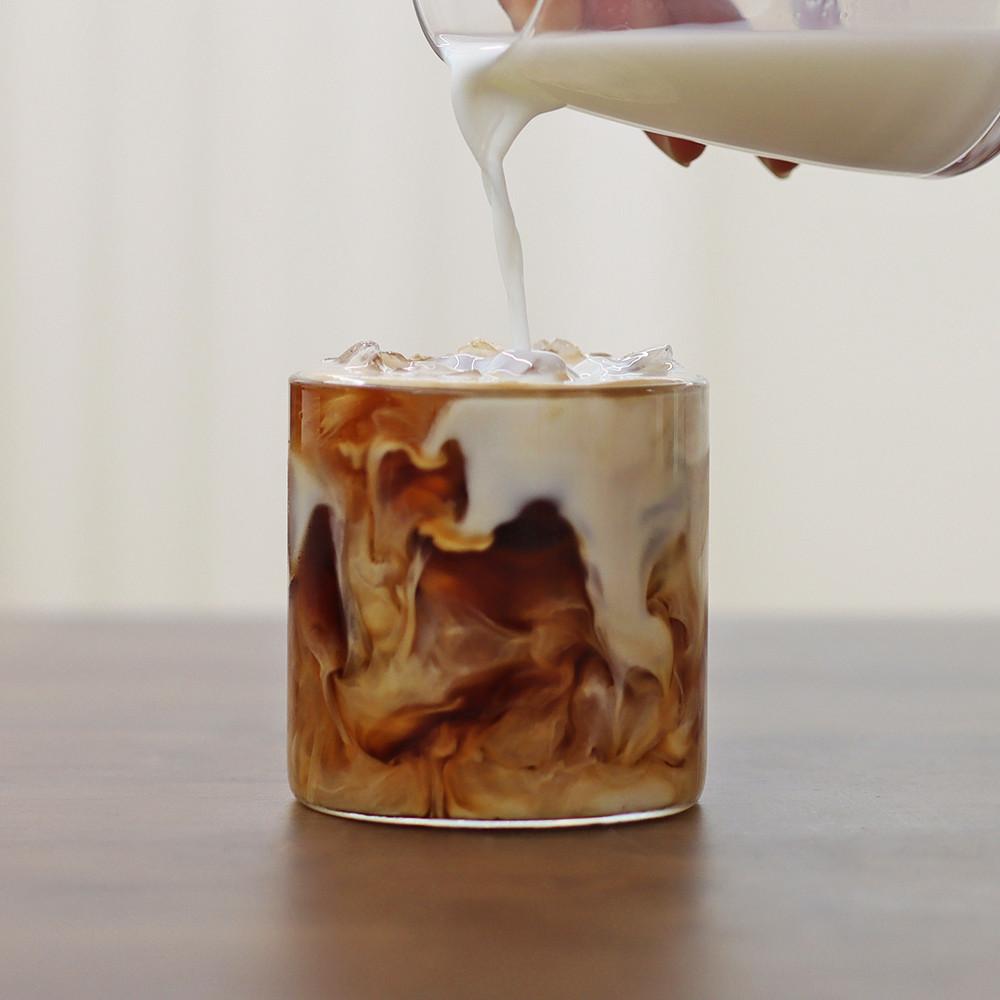 홈카페 투명 내열 유리컵 인쇄 아이스 커피잔 크림 라떼 아메리카노 일자 물컵 300ml