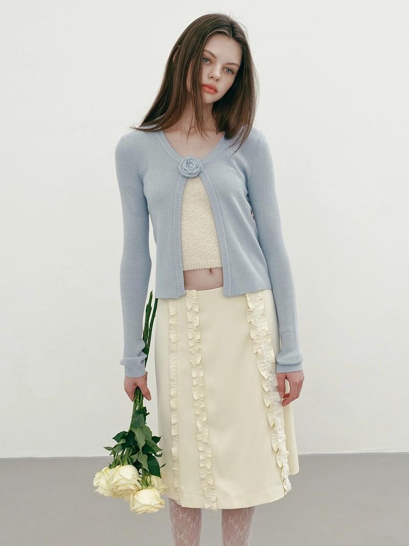 margarin fingers - [4/16예약발송] ROSE CORSAGE CARDIGAN (LIGHT BLUE)