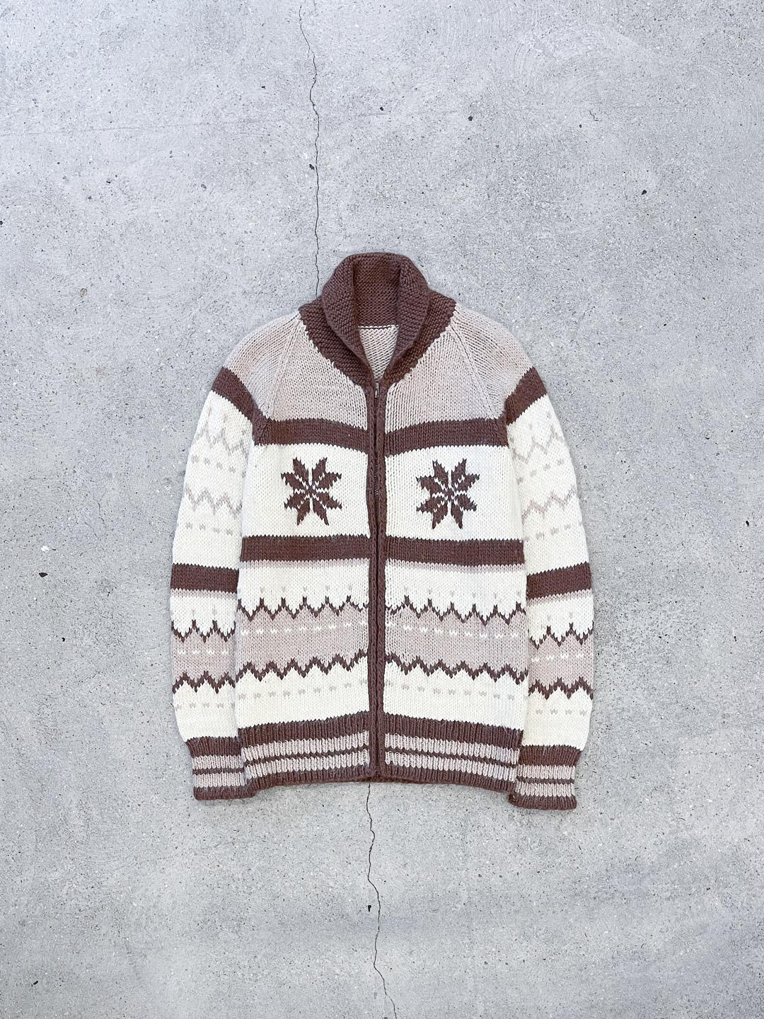 Shawl Collar Pattern Zip-Up Cardigan S0427