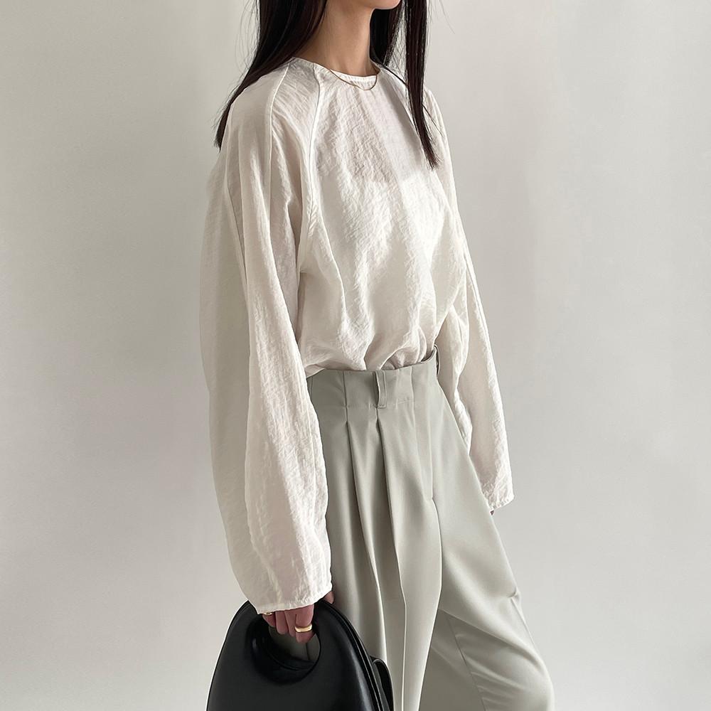 시스루 라운드 블라우스 (3color)