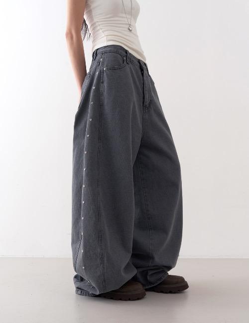 로웨어 mini stud gray denim pants